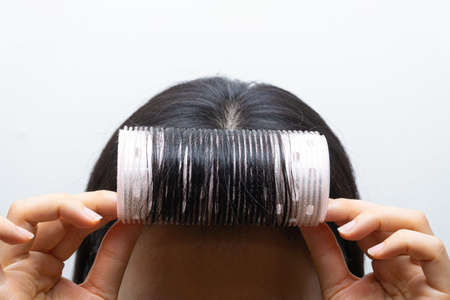 hair rolls for beauty products on a white backgroundの写真素材