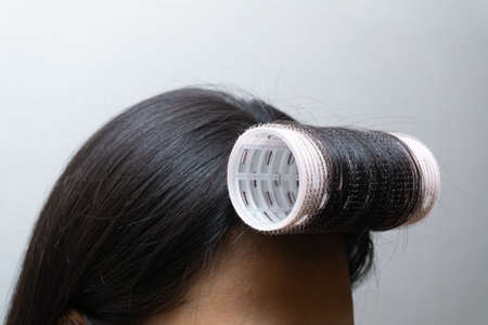 hair rolls for beauty products on a white backgroundの写真素材