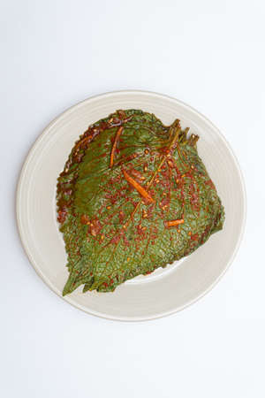 Stewed sesame leaf seasoning neatly in a bowlの写真素材