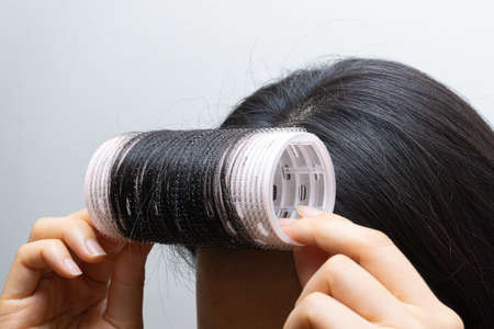 hair rolls for beauty products on a white backgroundの写真素材