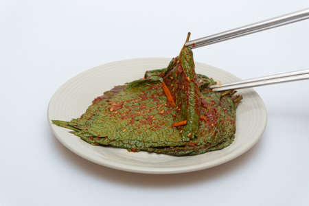 Stewed sesame leaf seasoning neatly in a bowlの写真素材