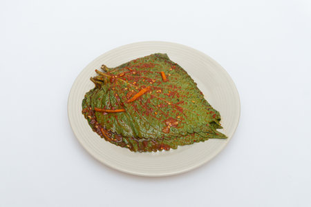 Stewed sesame leaf seasoning neatly in a bowlの写真素材