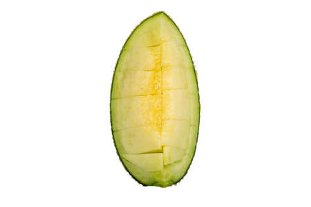 Delicious looking tropical fruit melon on a white backgroundの写真素材