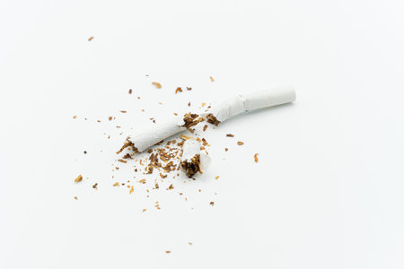 No smoking concept with cigarette and human hand