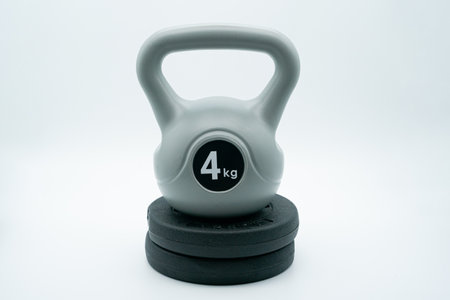 Home gym concept with kettlebells and dumbbellsの写真素材