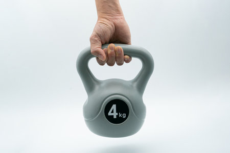 Home gym concept with kettlebells and dumbbellsの写真素材