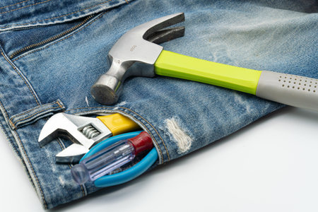 Various work tools and work clothes conceptの写真素材