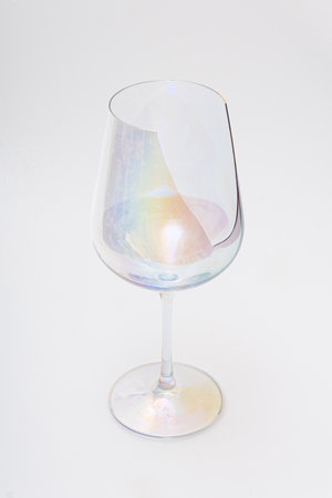 Glass wine glasses with broken edges from impactの写真素材