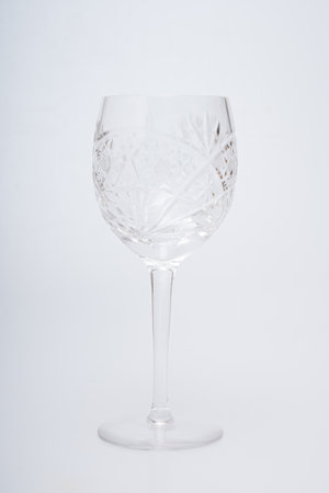 Glasses of various shapes on a white backgroundの写真素材