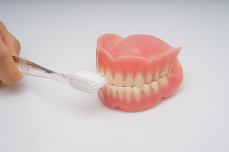 Removable partial denture metal and plastic dental false teeth prosthetic.の写真素材