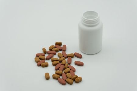 Medical concept using pills and various propsの写真素材