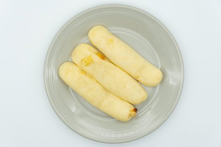 Thai pancake on plate isolated on white background with clipping pathの写真素材