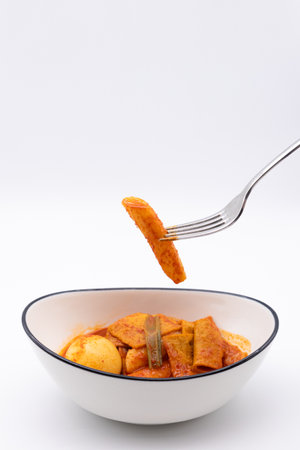 Paneer Tikka Masala in bowl on white background.の写真素材