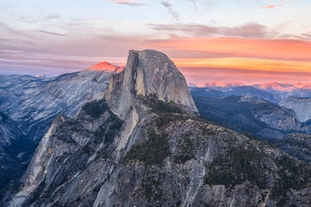 View of Half Dome from the Glacier Point in the Yosemite National Parkの写真素材
