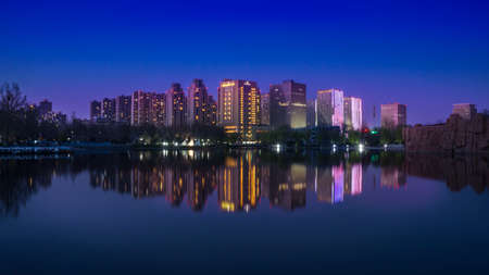 Night view of Lakeの写真素材