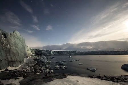 Moon over glacier