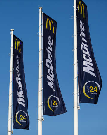 Czestochowa, Poland - 17 March 2020: McDonald's logo. McDonald's is the world's largest chain of hamburger fast food restaurantsのeditorial素材