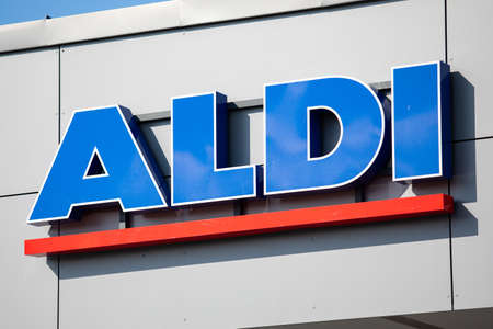 Czestochowa, Poland - 17 March 2020: logo ALDI - delicatessen and supermarket chain stores companyのeditorial素材