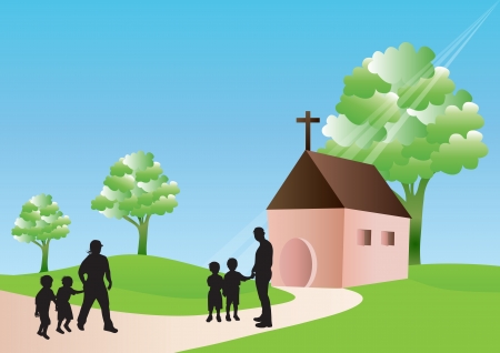 Going to churchのイラスト素材