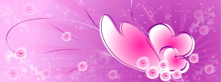Heart and  rose on purple background-facebook coverのイラスト素材