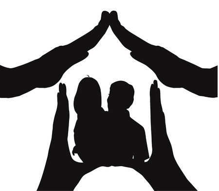 Family house- vector silhouetteのイラスト素材