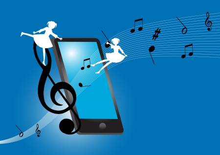 Smartphone with musicのイラスト素材