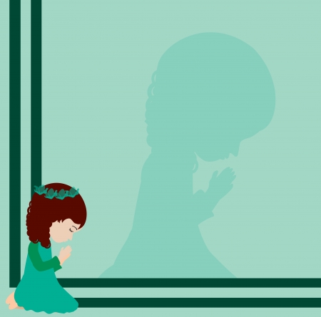 little girl prayingのイラスト素材