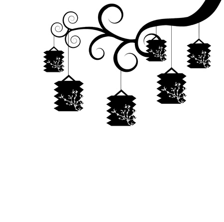 Black and white lanternsのイラスト素材