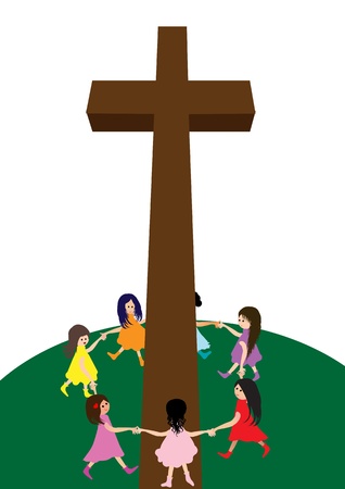Children with Crossのイラスト素材