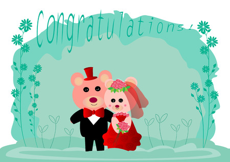 Wedding teddy bearsのイラスト素材
