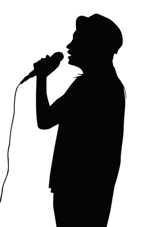 Silhouette of singing girlのイラスト素材