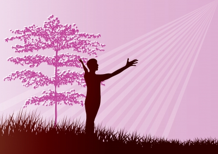 Worship silhouetteのイラスト素材