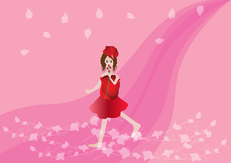 Girl and rosesのイラスト素材