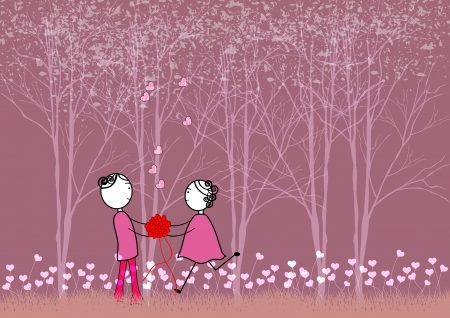 Happy couple in love - Valentines Dayのイラスト素材
