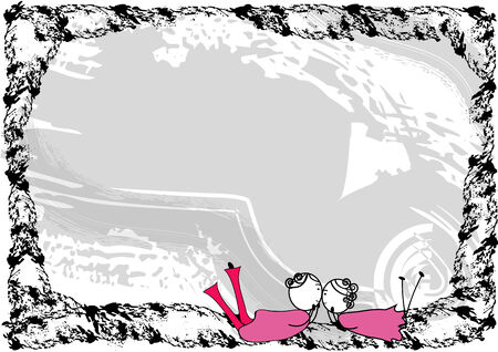 Couple in love with frame のイラスト素材