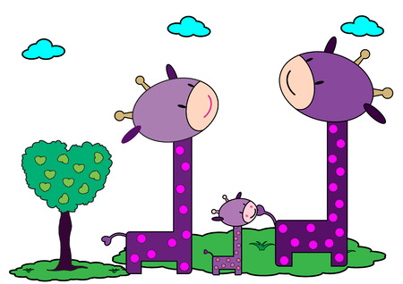 Giraffes familyのイラスト素材