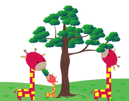 Giraffes familyのイラスト素材