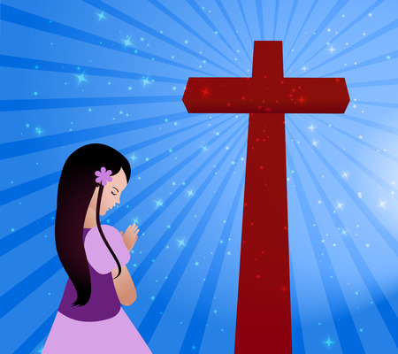 Christian Girl Prayingのイラスト素材