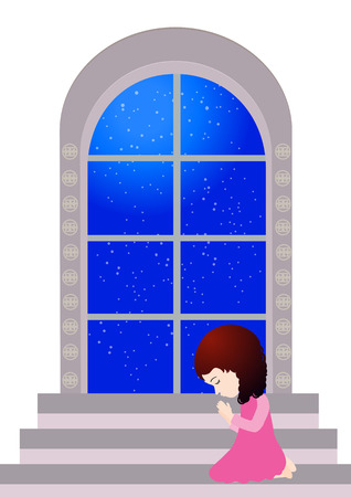 Beautiful little girl prayingのイラスト素材