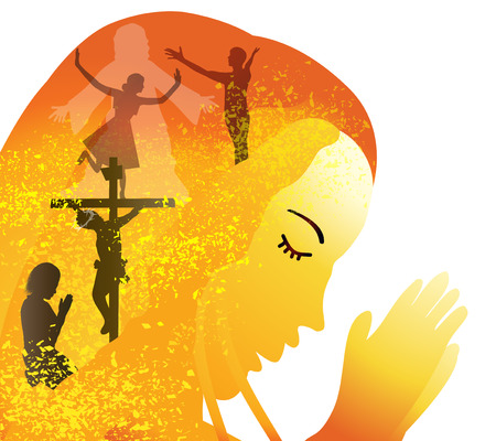 Prayer- crucifixion and resurrection of jesusのイラスト素材