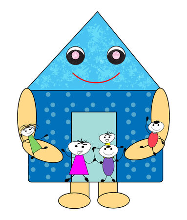 Happy family in the homeのイラスト素材