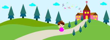 Going to churchのイラスト素材