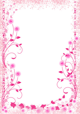 Pink roses frame with space for your textのイラスト素材