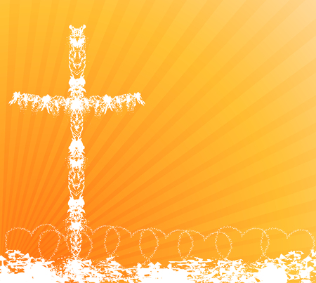 Border created by hearts and cross -Religious Borderのイラスト素材