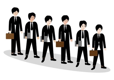 Businessmen standing in a line and waiting-Vector illustrationのイラスト素材