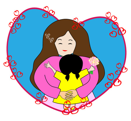 Mother and Daughter- Happy mothers day- l love momのイラスト素材