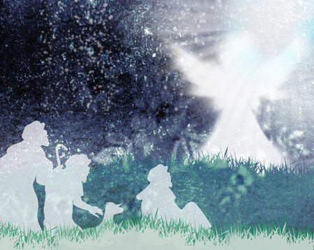 Angel announced to the shepherds the birth of Jesusの写真素材