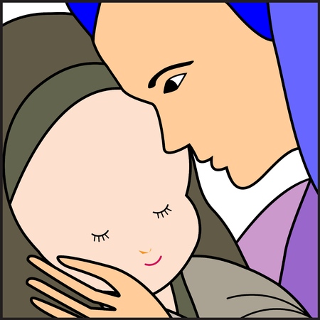 Baby Jesus and Mary-Mary holding the baby jesus-Vector illustrationのイラスト素材