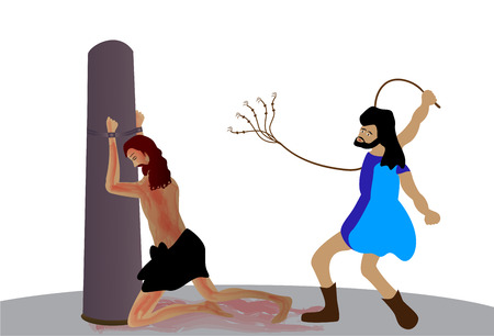 The scourging of Jesus Christ at the pillarのイラスト素材