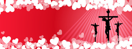 Jesus Christ crucifixion with hearts background -Good Friday.Love Concept.のイラスト素材